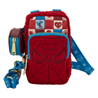 Loungefly Marvel Spider-Man Sherpa Cell Phone Crossbody Bag with Coin Bag